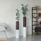 Modern White & Brown Decor Ribbed Accent - 31.5 Inches, Decorative Statement Piece for Living Room, Bedroom, or Office, Tall Floor Vase for Home Décor, Elegant Home Accent, White and Brown Floor Vase